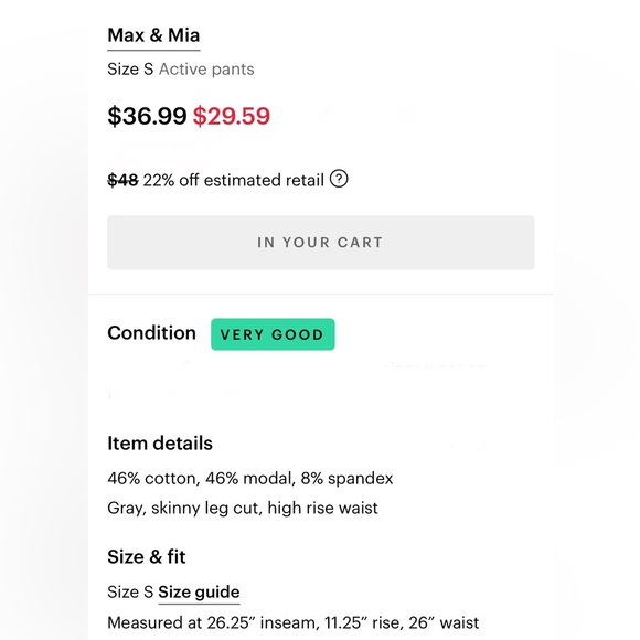 Max & Mia Gray Leggings - Picture 5 of 5